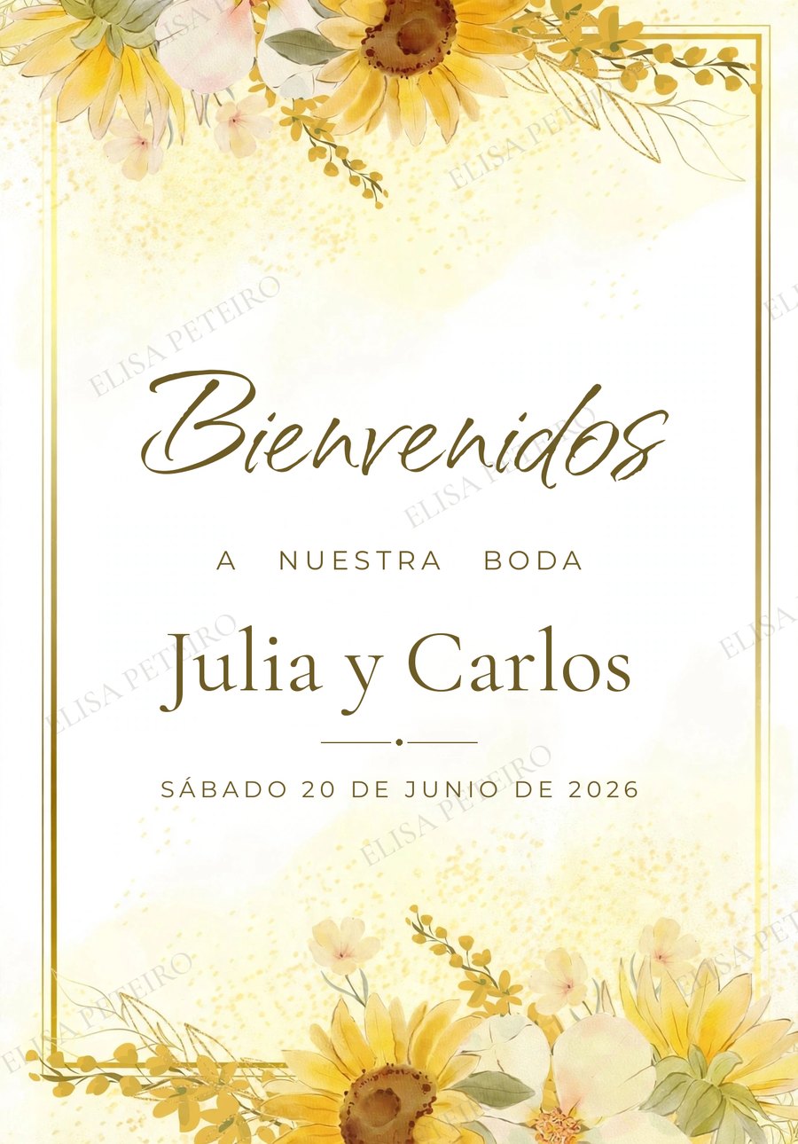 Cartel de bienvenida: Bienvenidos a la boda de Julia y Carlos