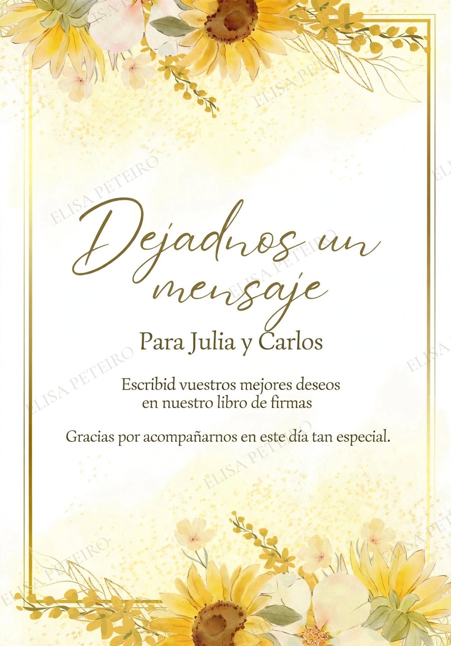 Cartel: Dejadnos un mensaje, para el libro de firmas